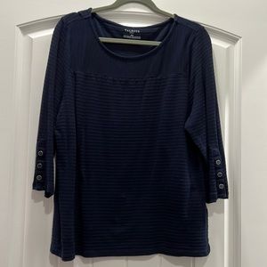 Talbots XLP Navy 3/4 Sleeved Ribbed Top-only worn 1 time